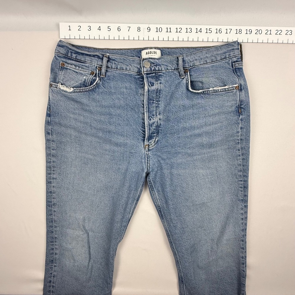 Agolde Riley Long Womens Jeans Size 33 Light Wash High Rise Straight Leg Blue - Picture 5 of 12